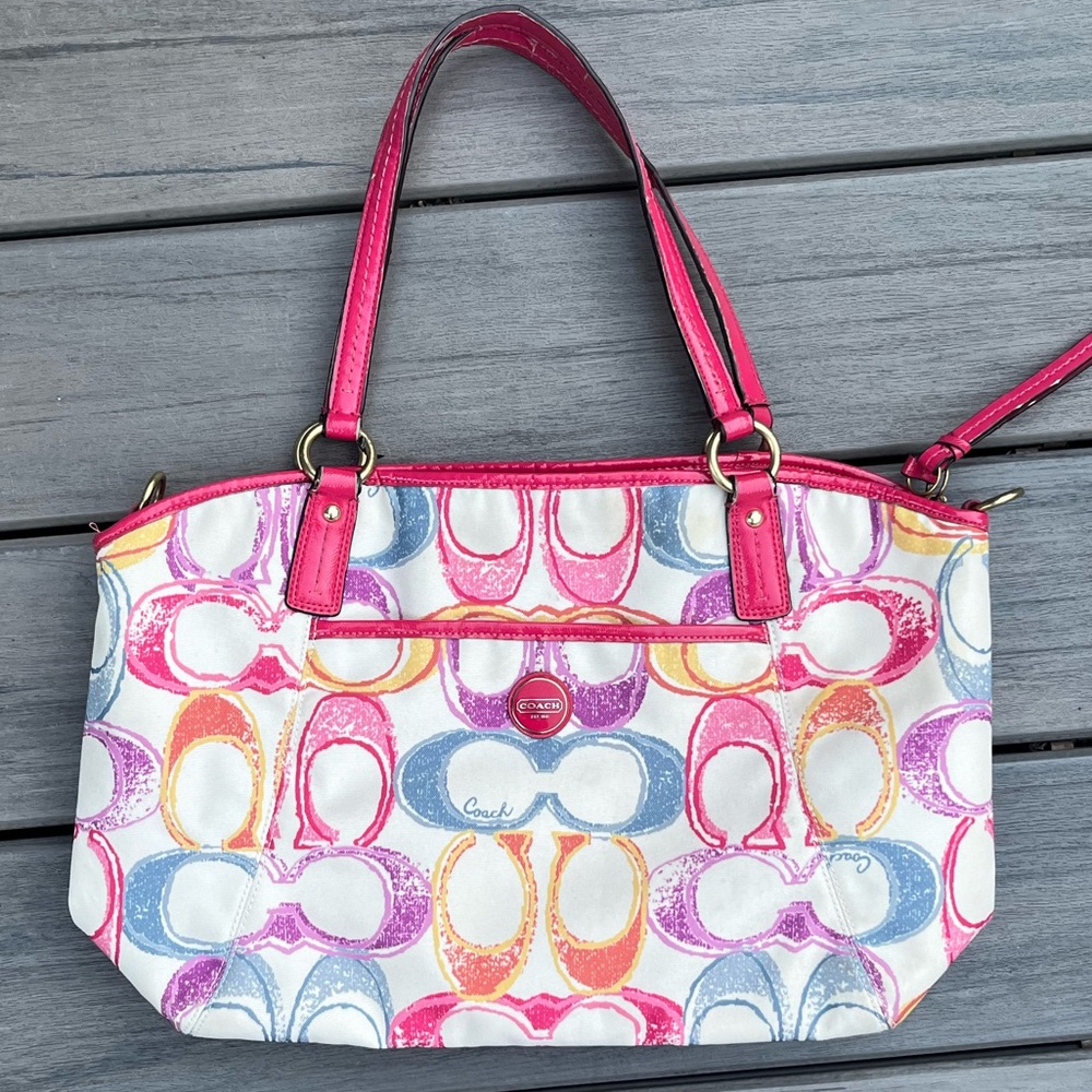Coach; Y2K; Vintage Pink Scribble; Shoulder Bag/Crossbody; Minor Visible Wear
